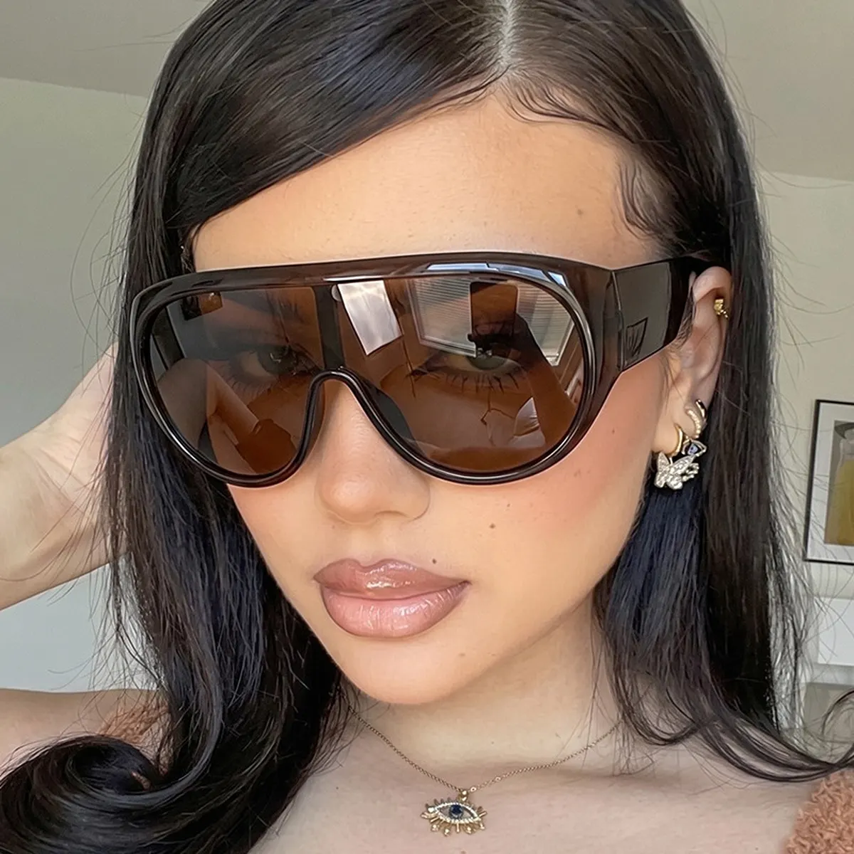 Oversized Tinted Lenses Sunglasses - Brown
