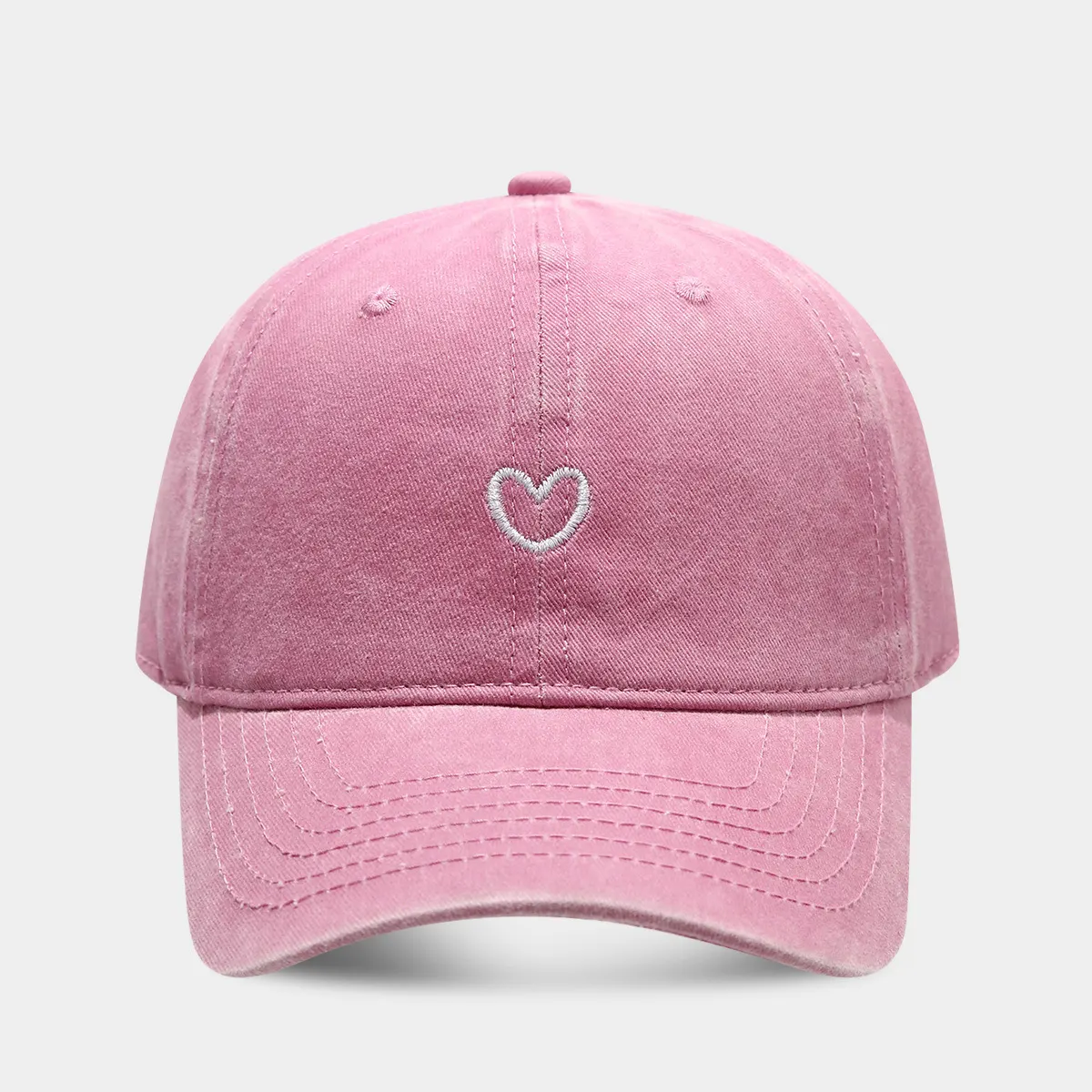 Embroidered Heart Baseball Cap - Blush Pink