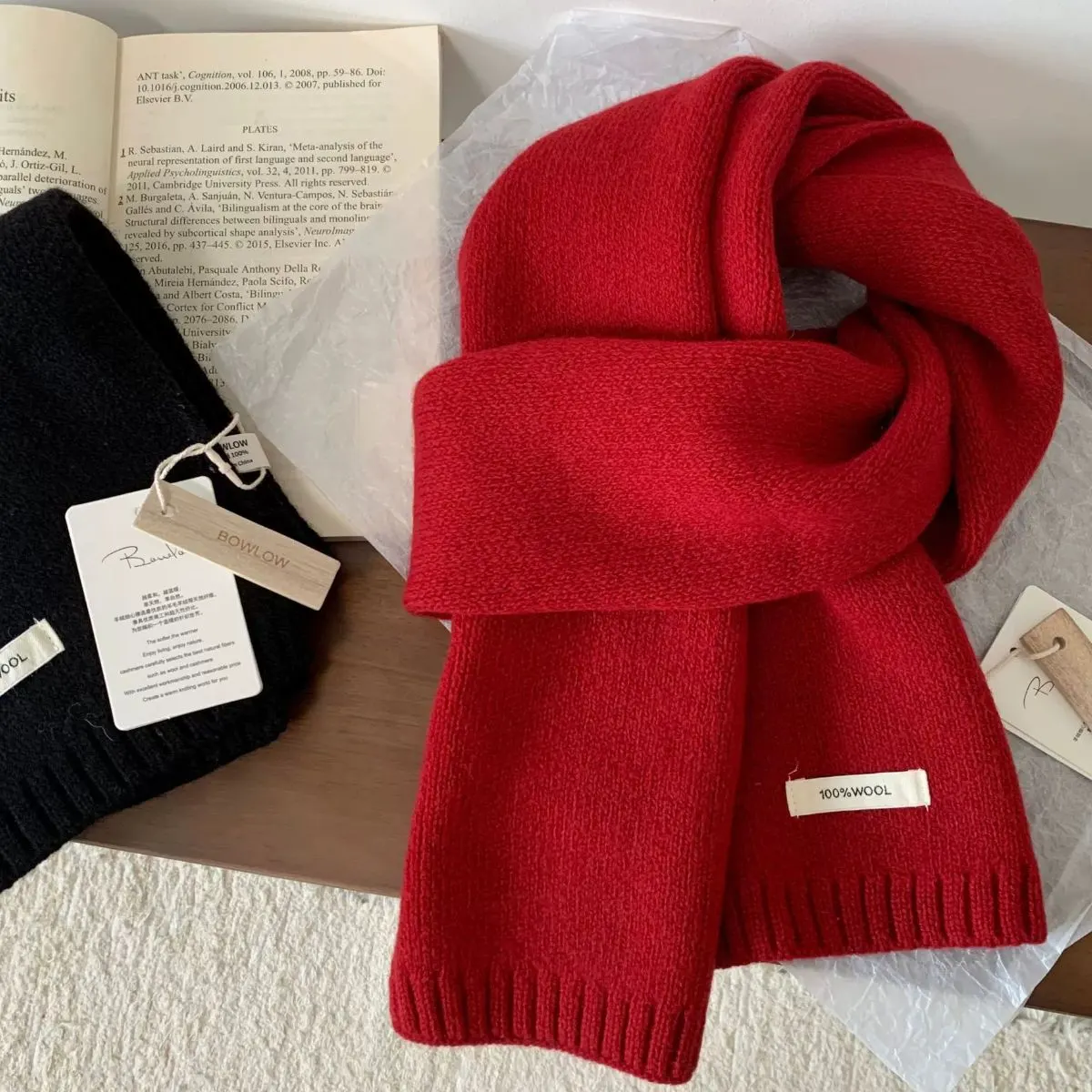 Warm Knitted Scarf - Red