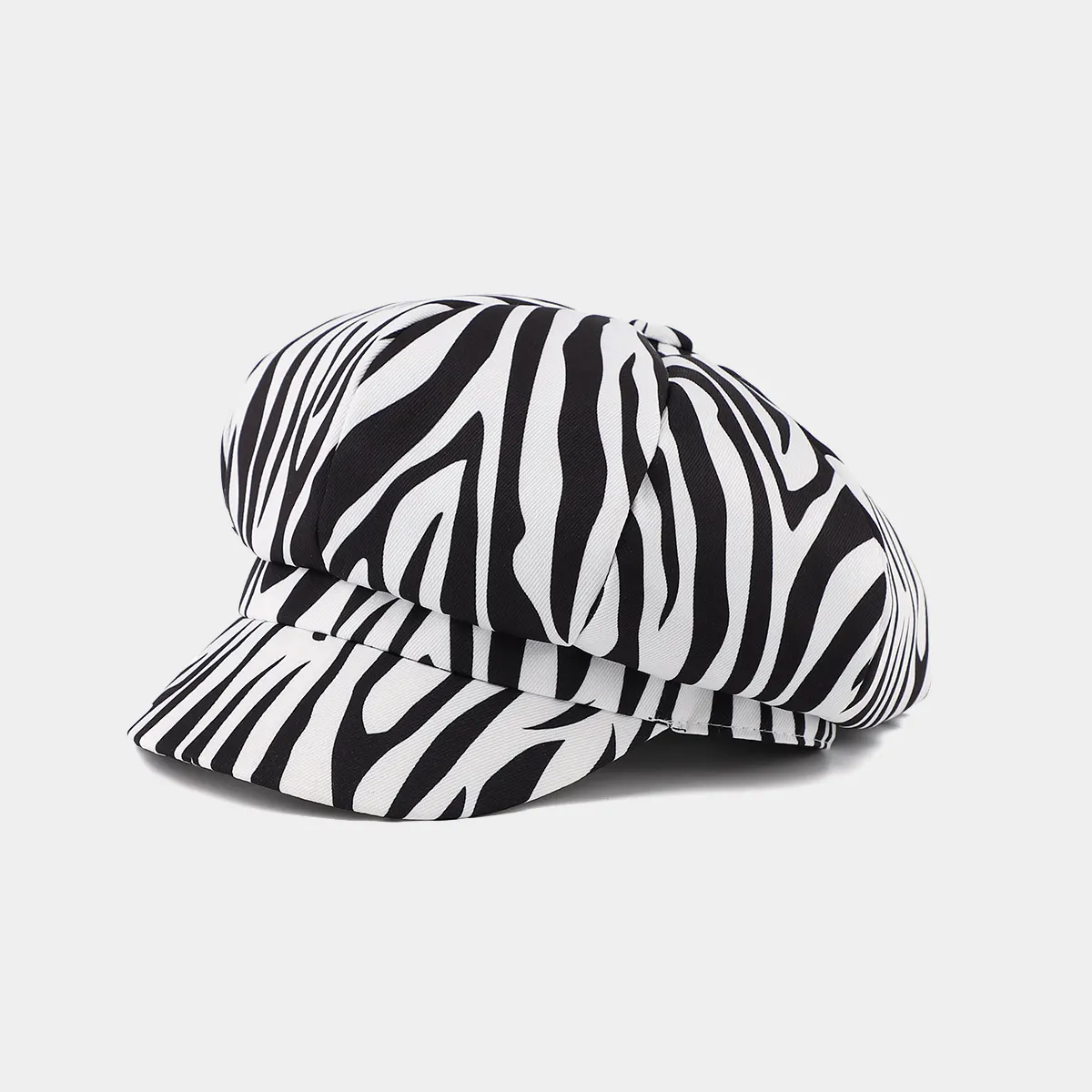 Animal Print Newsboy Hat - Zebra