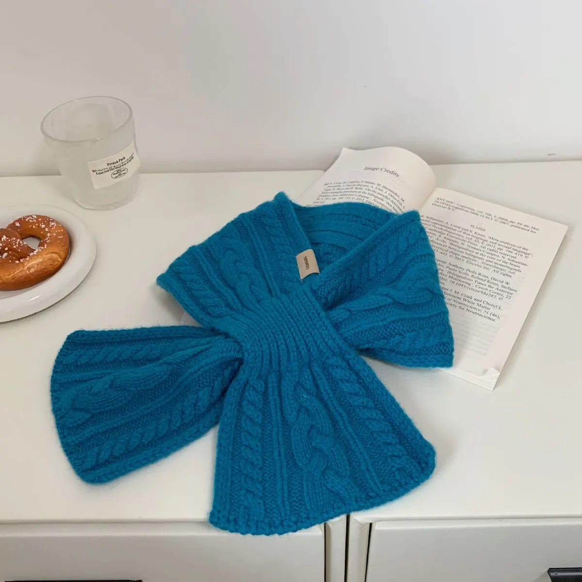Cozy Cable Knit Scarf - Blue