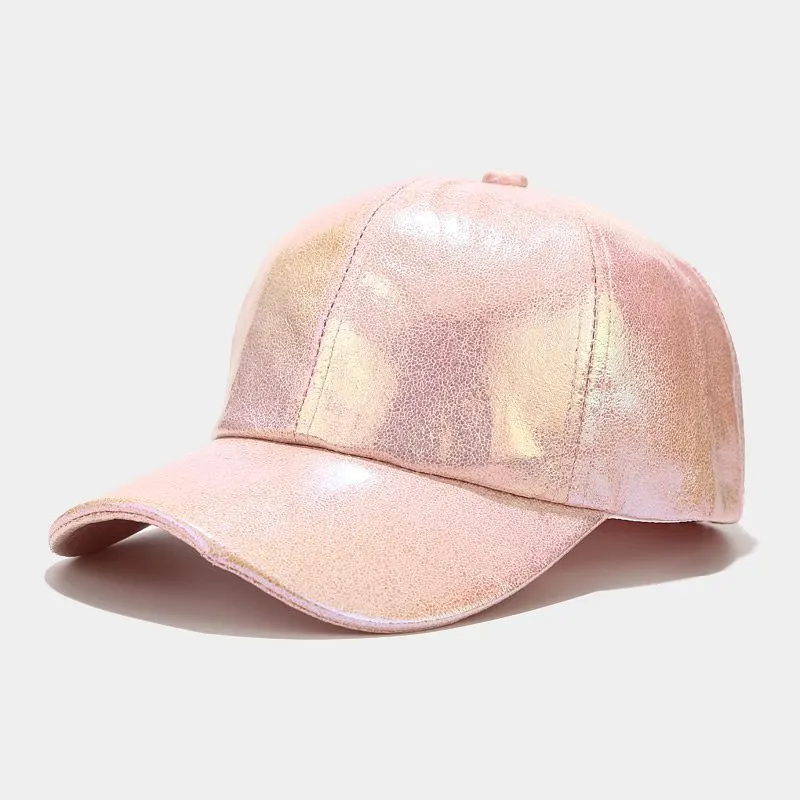 PU Leather Baseball Cap - Blush Pink
