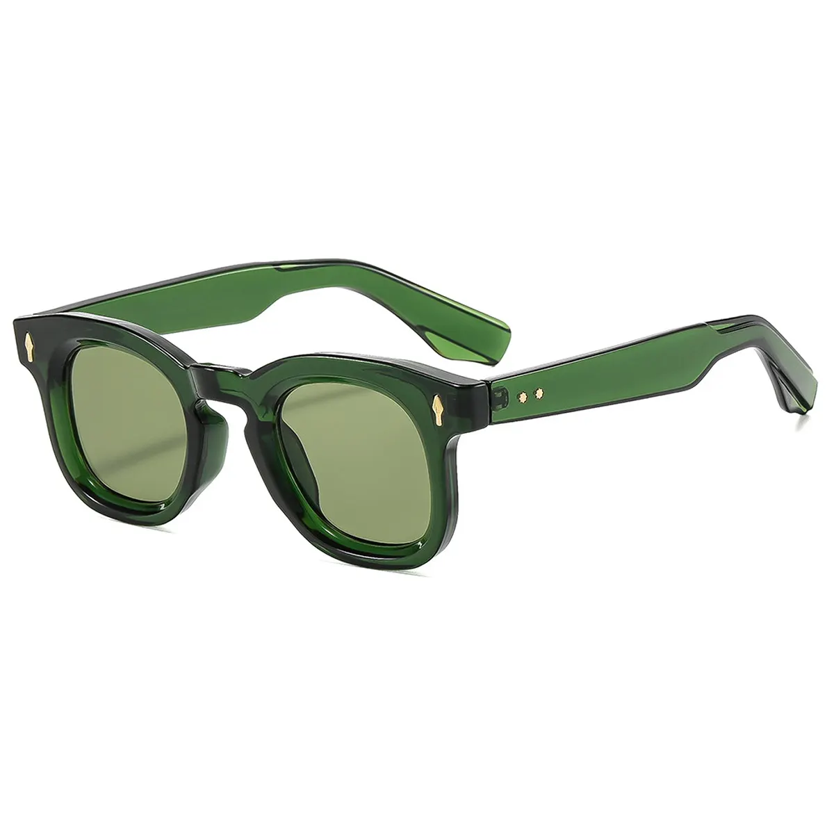 Vintage Tinted Lenses Sunglasses - Transparent Green Frame Green Film