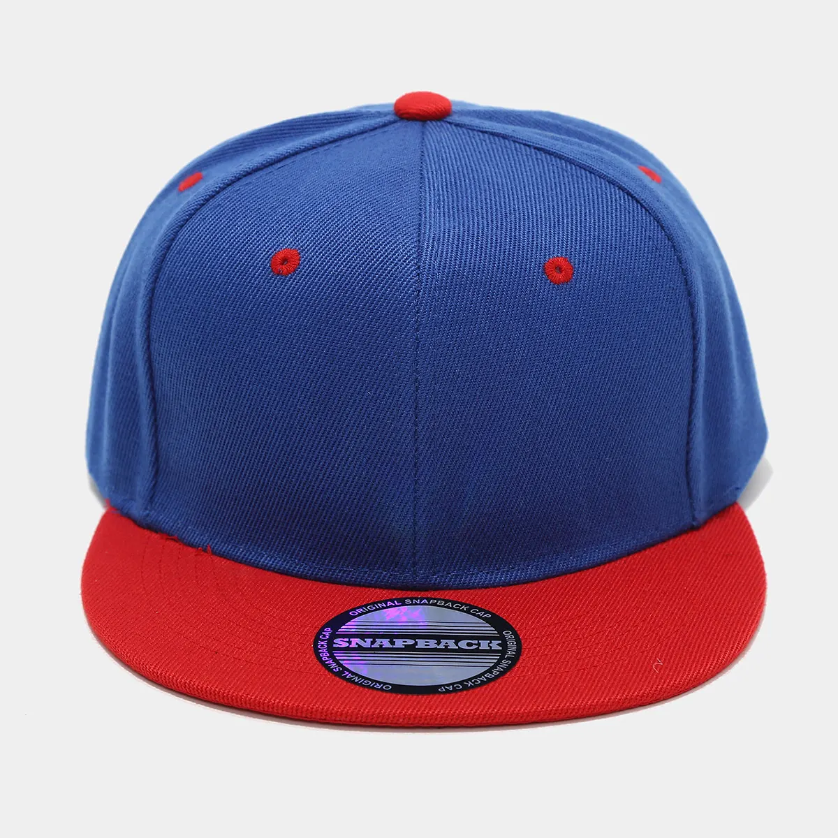 Color Block Flat Brim Baseball Cap - Royal Blue