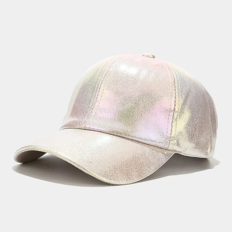 PU Leather Baseball Cap - Cream