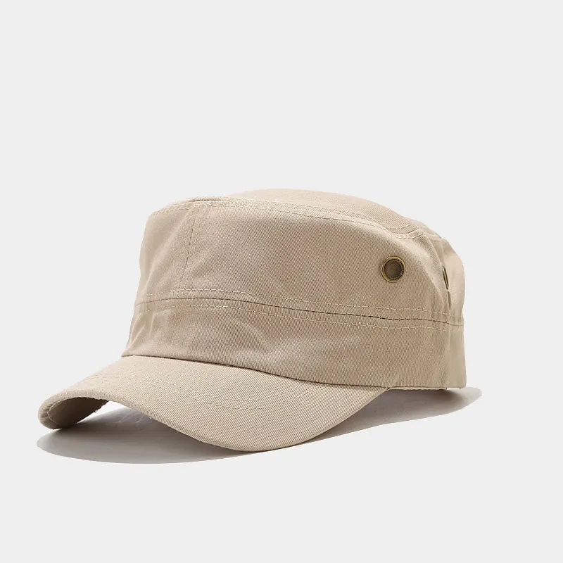 Solid Color Military Cadet Hat - Beige