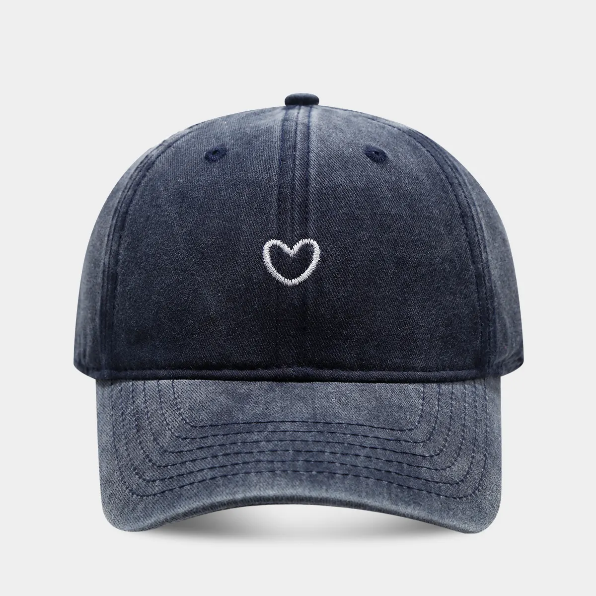 Embroidered Heart Baseball Cap - French Blue