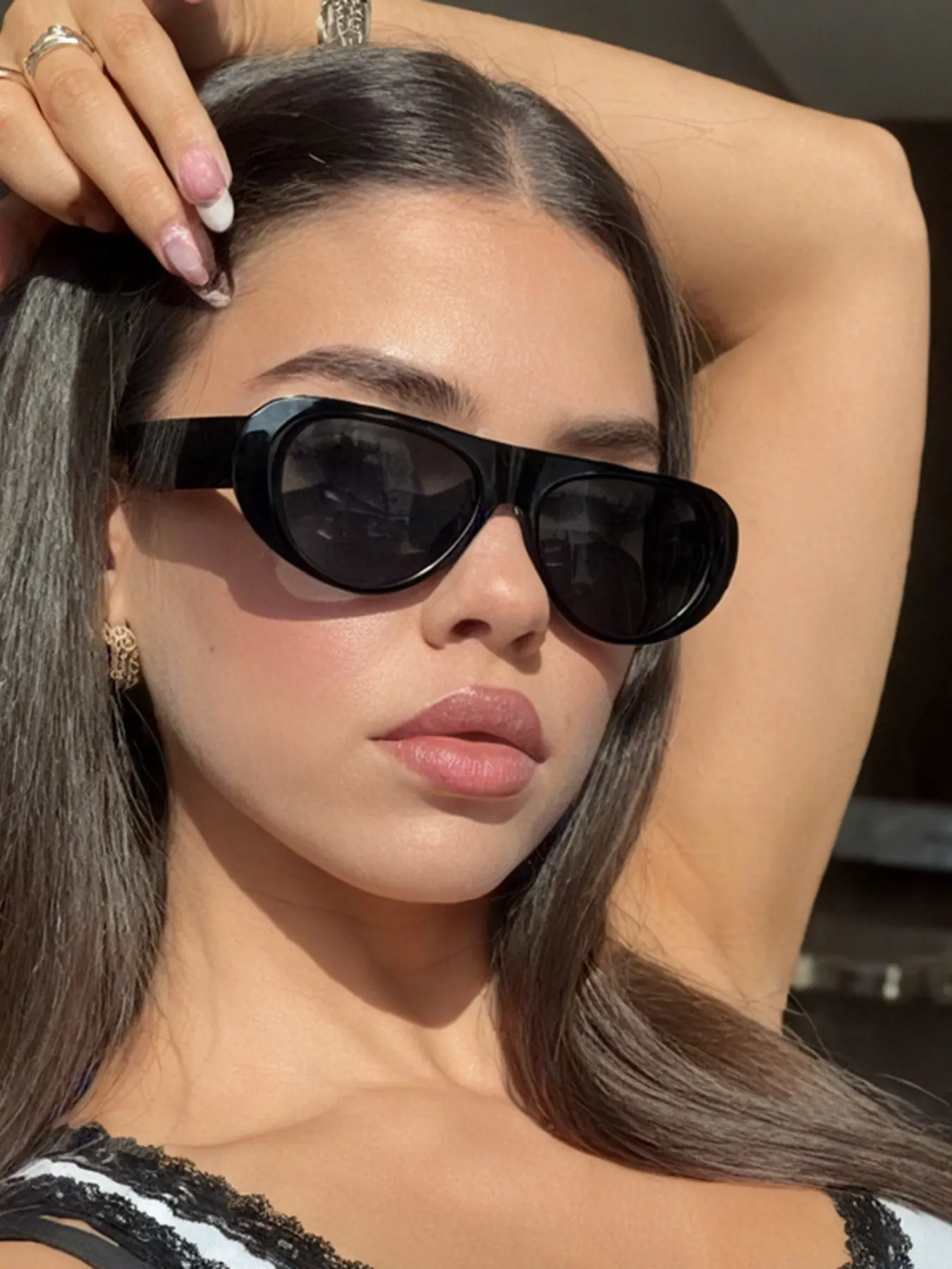 Oval Frame Sunglasses with UV Protection - Style A