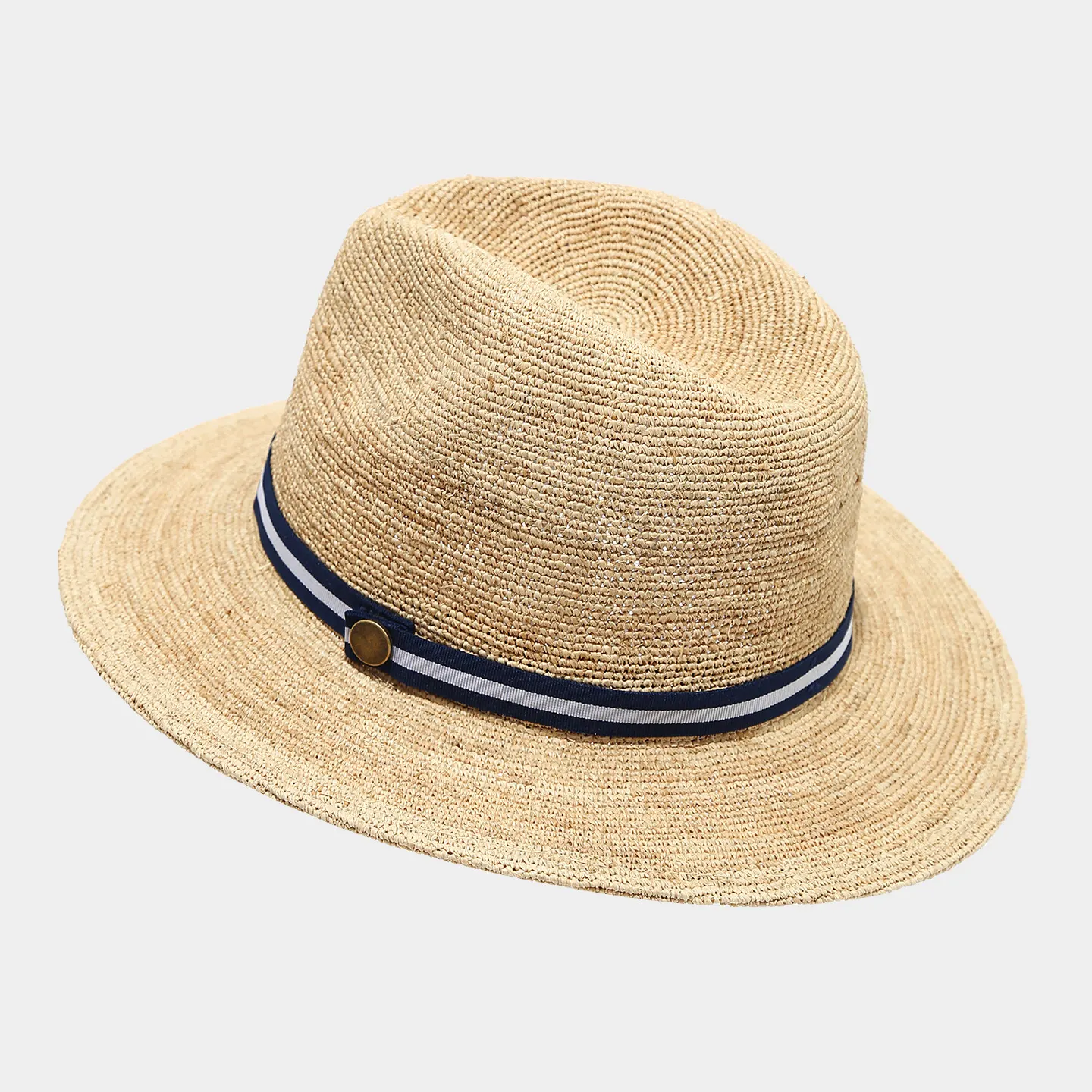 Raffia Grass Woven Hat - Dark Navy