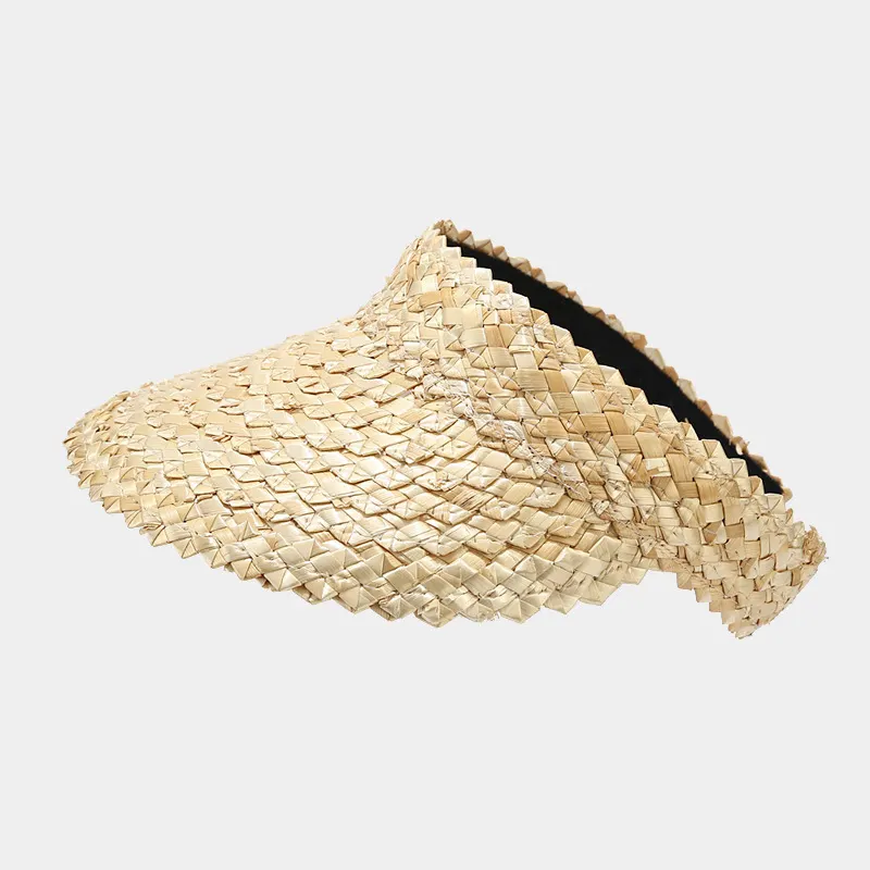 Woven Straw Sun Visor Hat - Tan