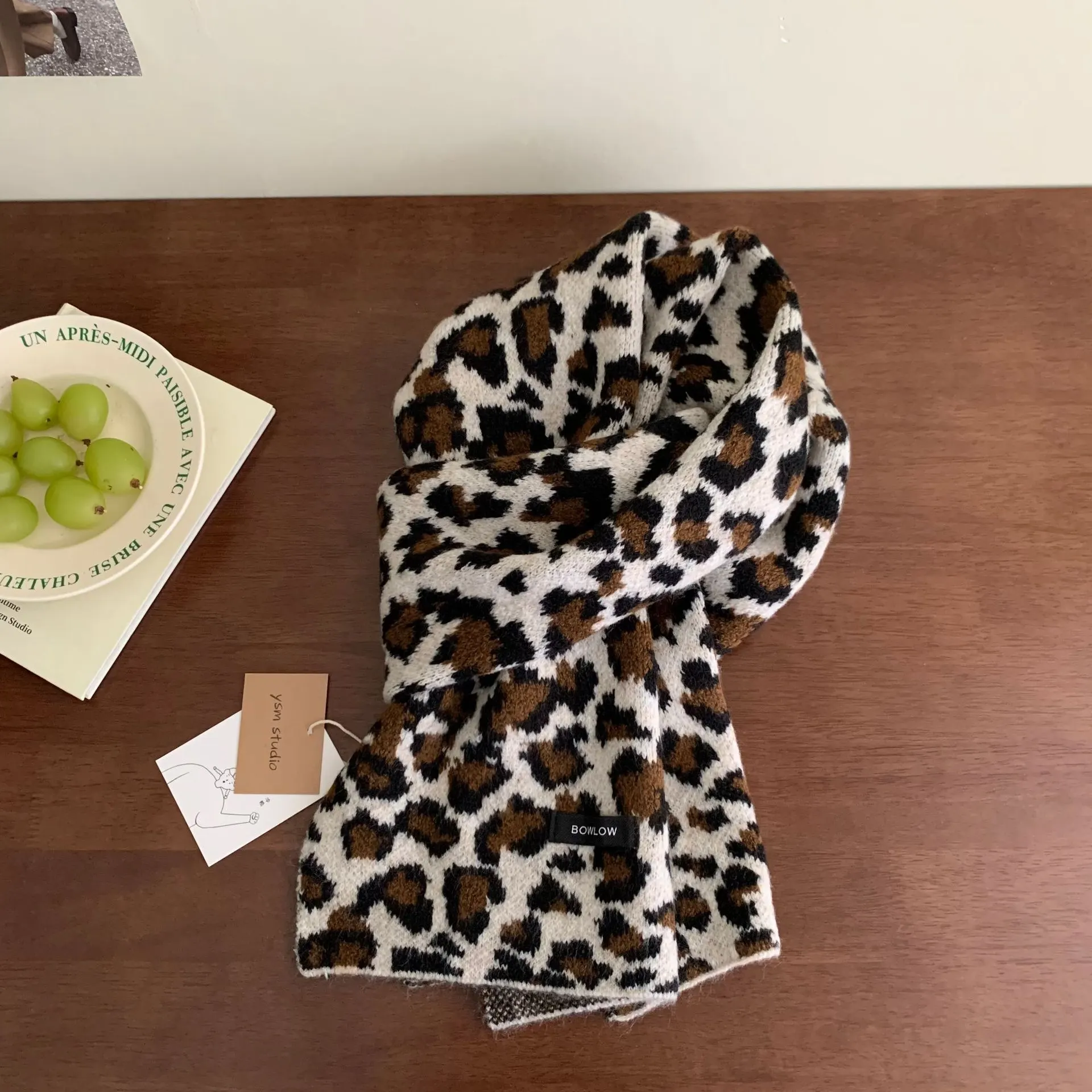 Animal Print Plush Winter Scarf - Style C