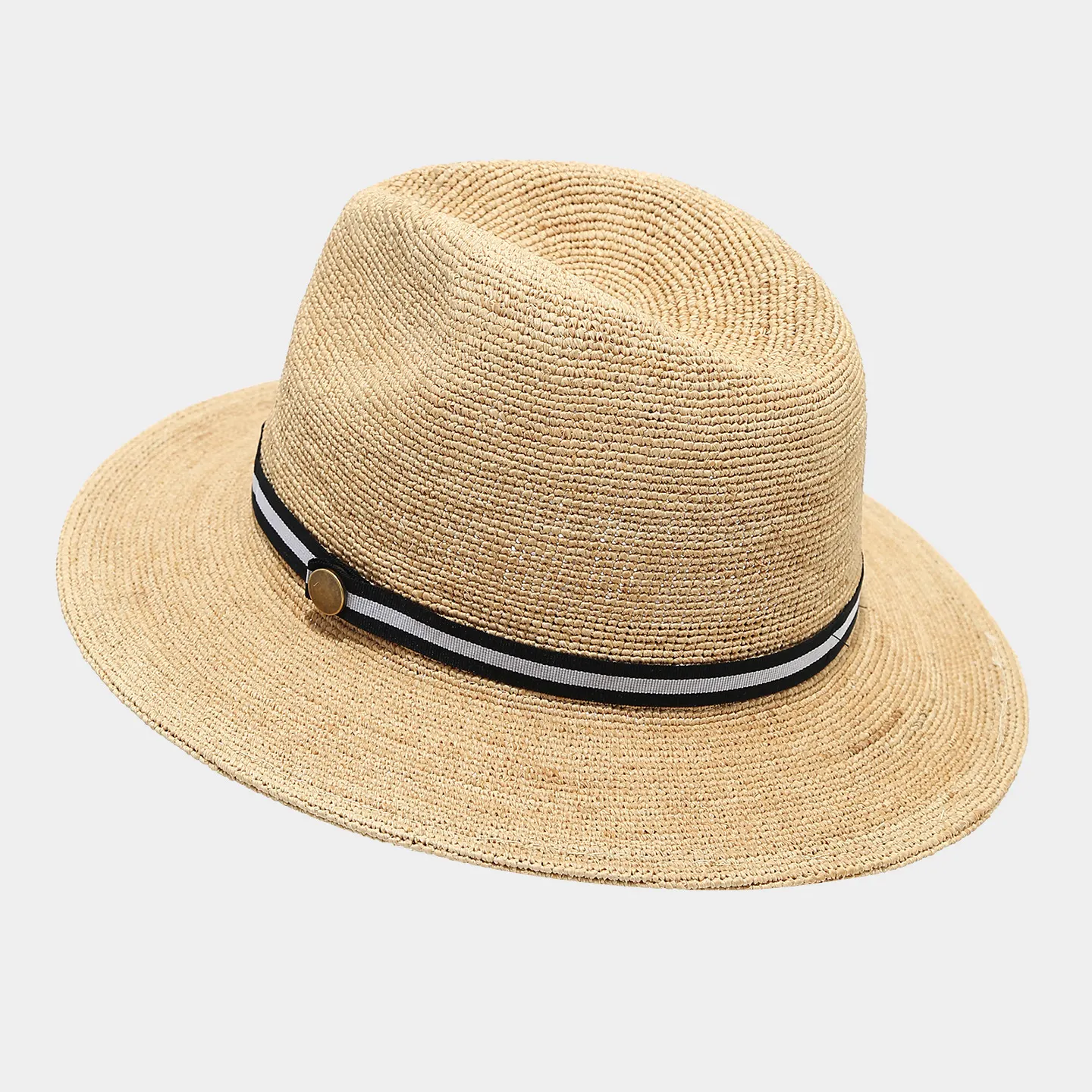 Raffia Grass Woven Hat - Black