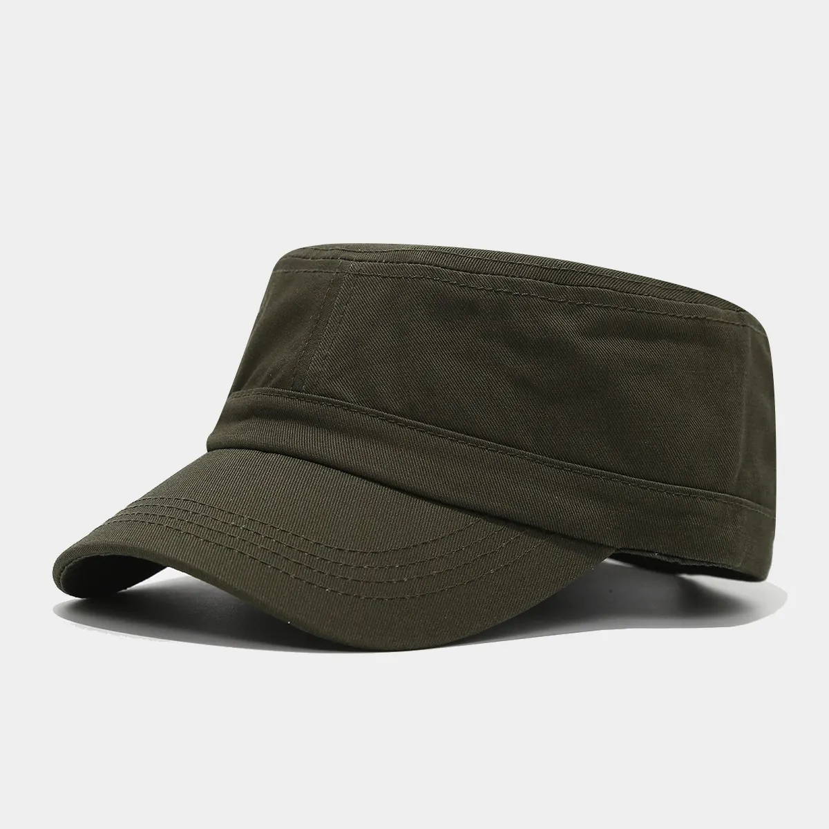 Solid Color Military Style Cadet Hat - Military Green