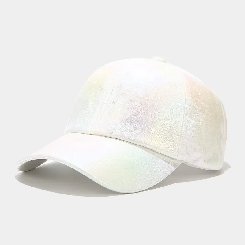 PU Leather Baseball Cap - White