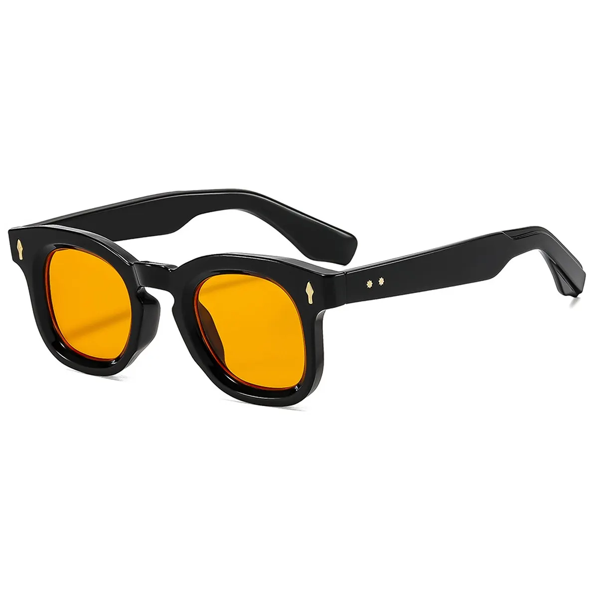 Vintage Tinted Lenses Sunglasses - Bright Black Framed Orange Slices