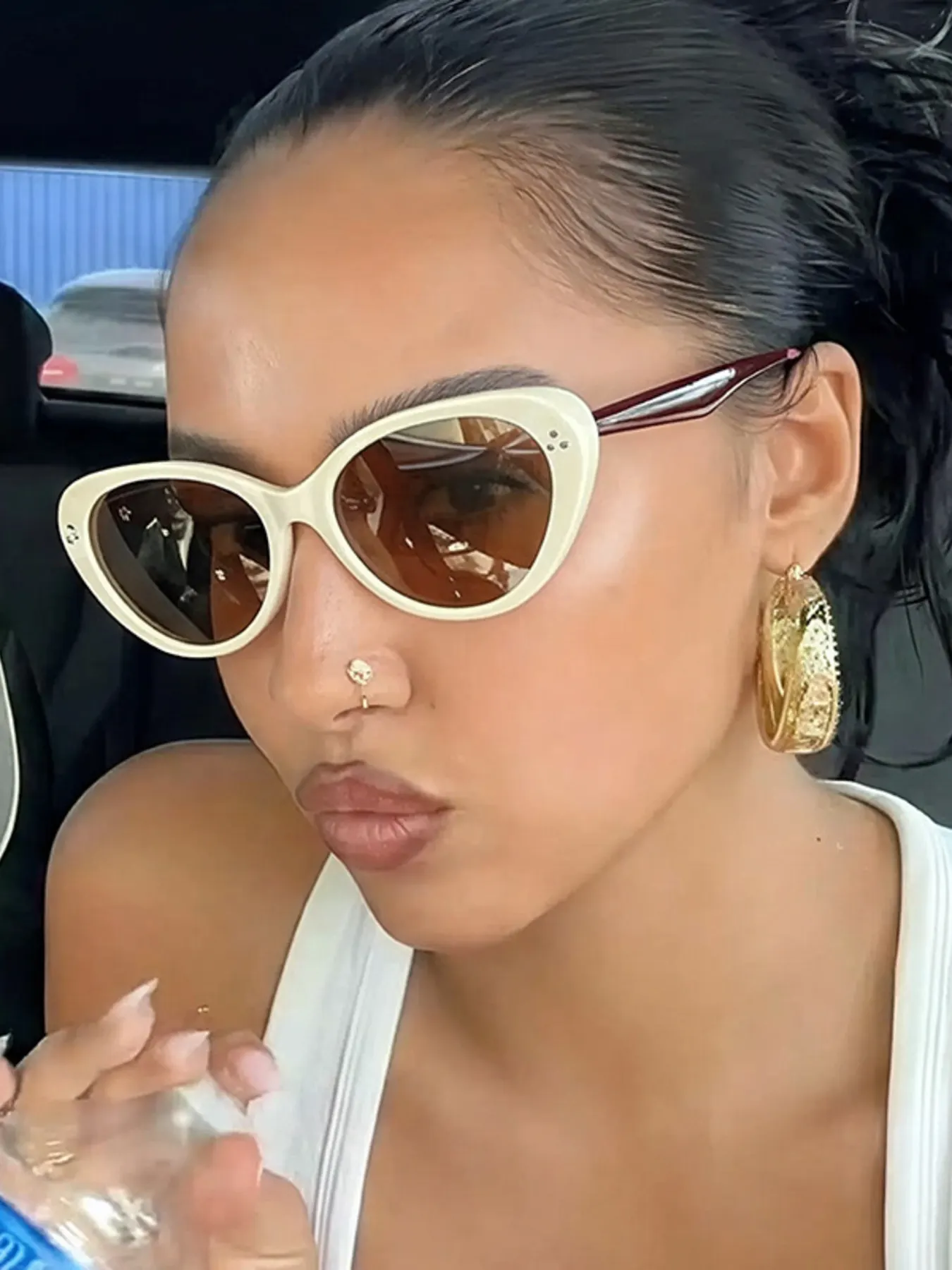Cat-Eye Sunglasses - White