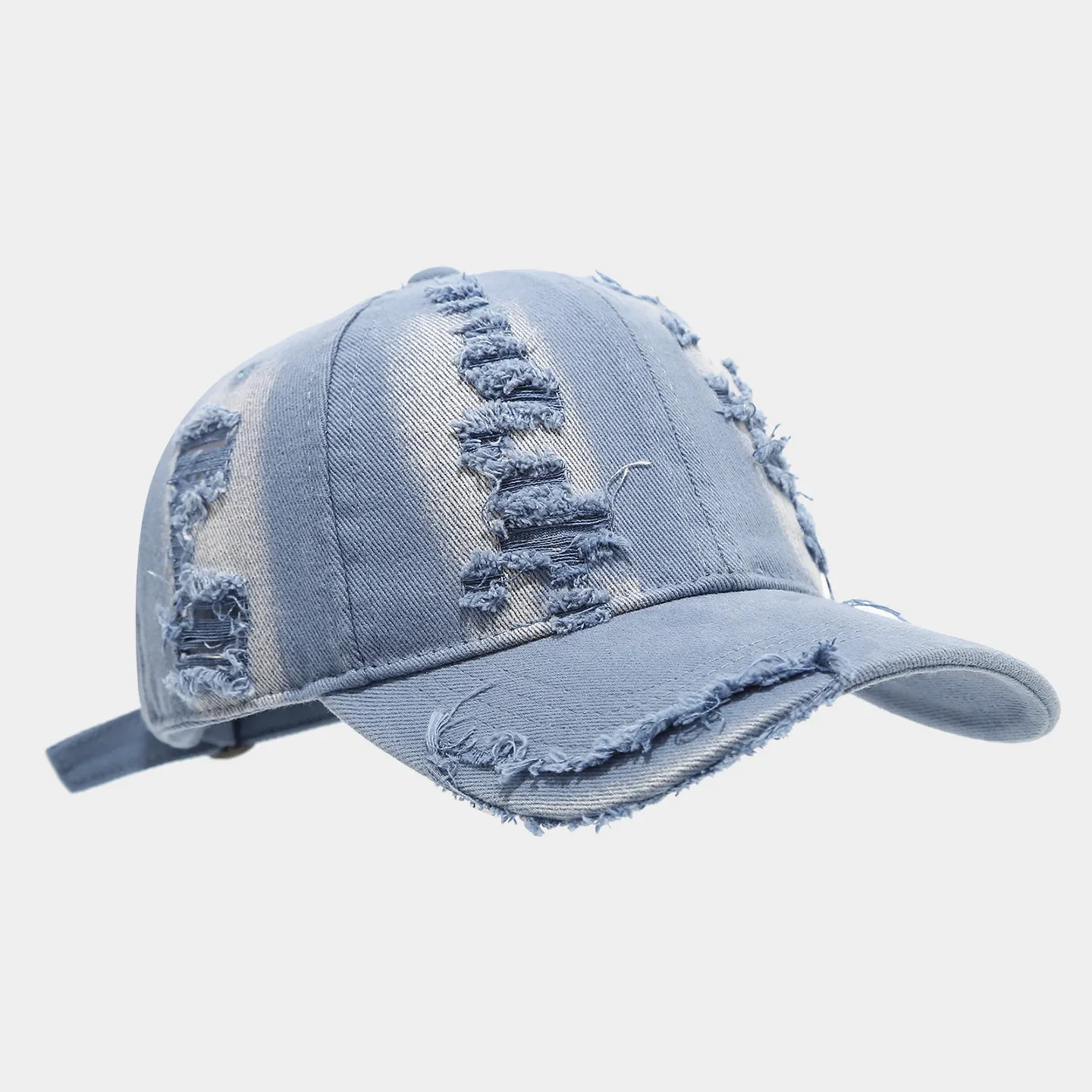 Distressed Cotton Baseball Cap - Light Blue