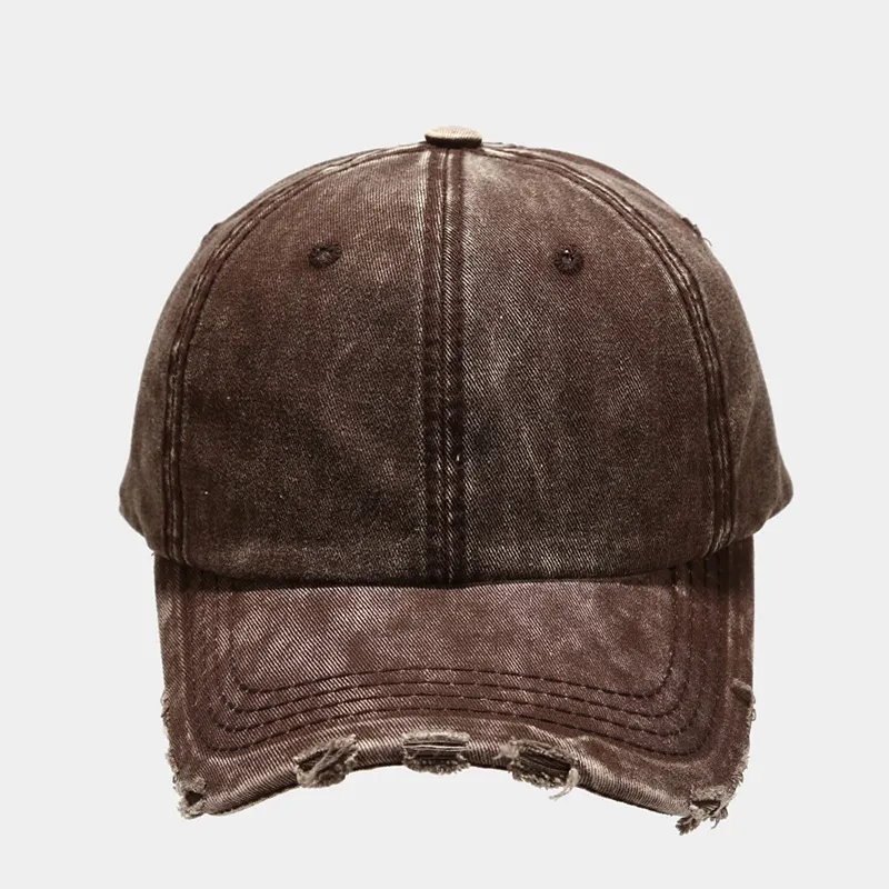 Vintage Distressed Washed Baseball Cap - Brown
