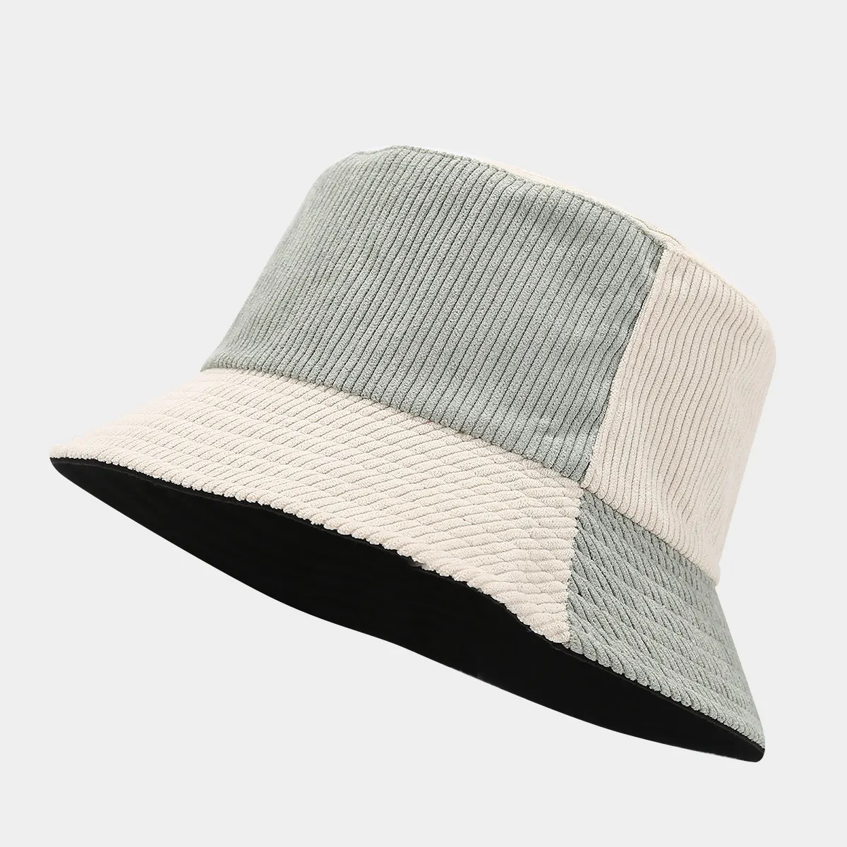 Color-Block Corduroy Bucket Hat - Sage