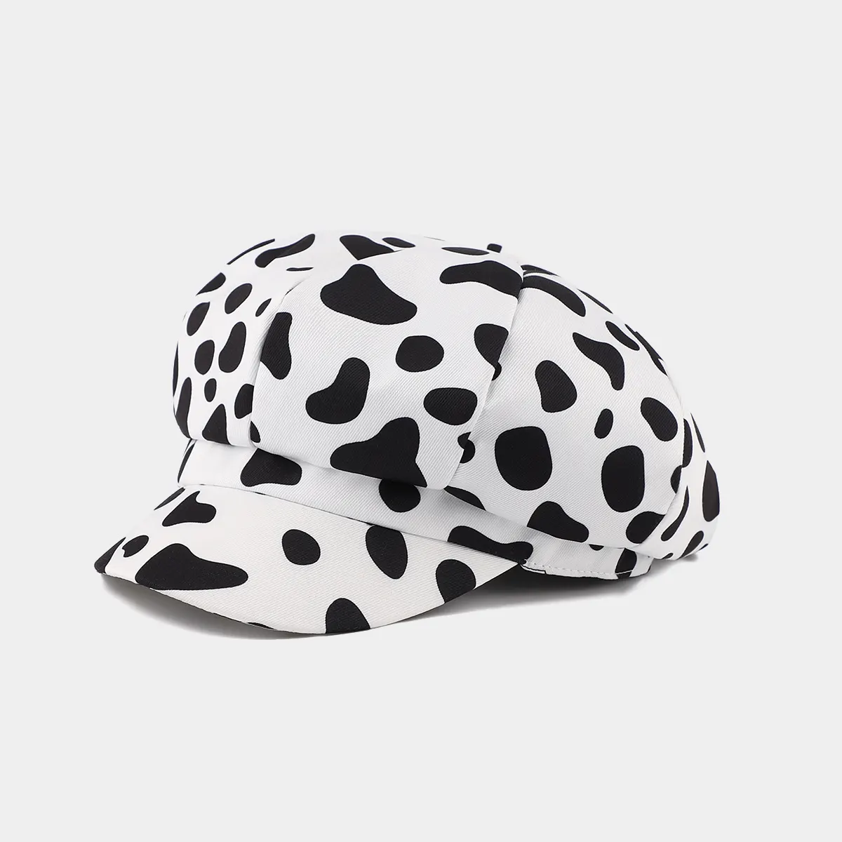 Animal Print Newsboy Hat - Cow Print