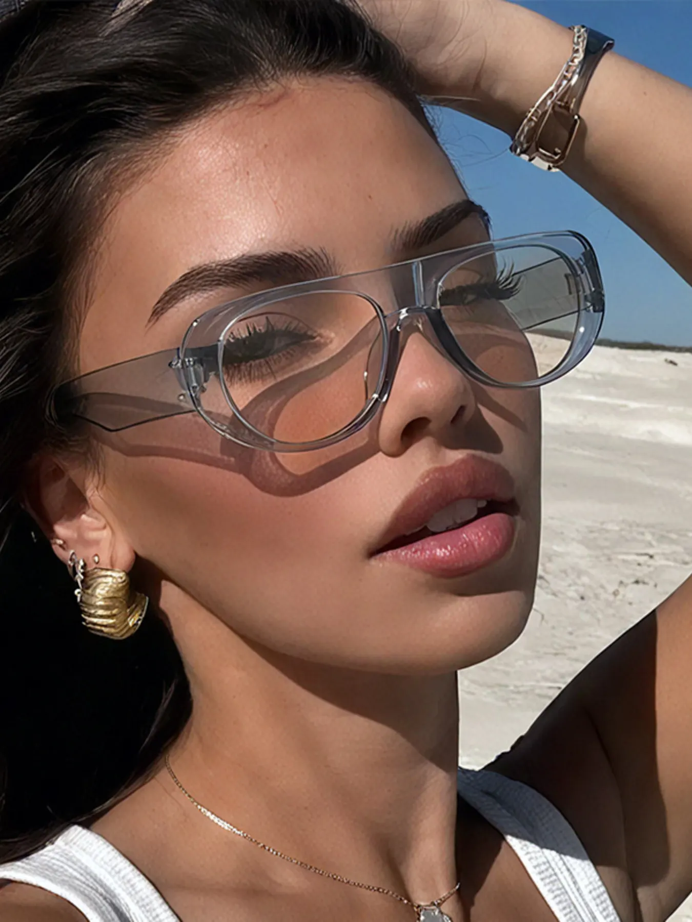 Oval Frame Sunglasses with UV Protection - Style D