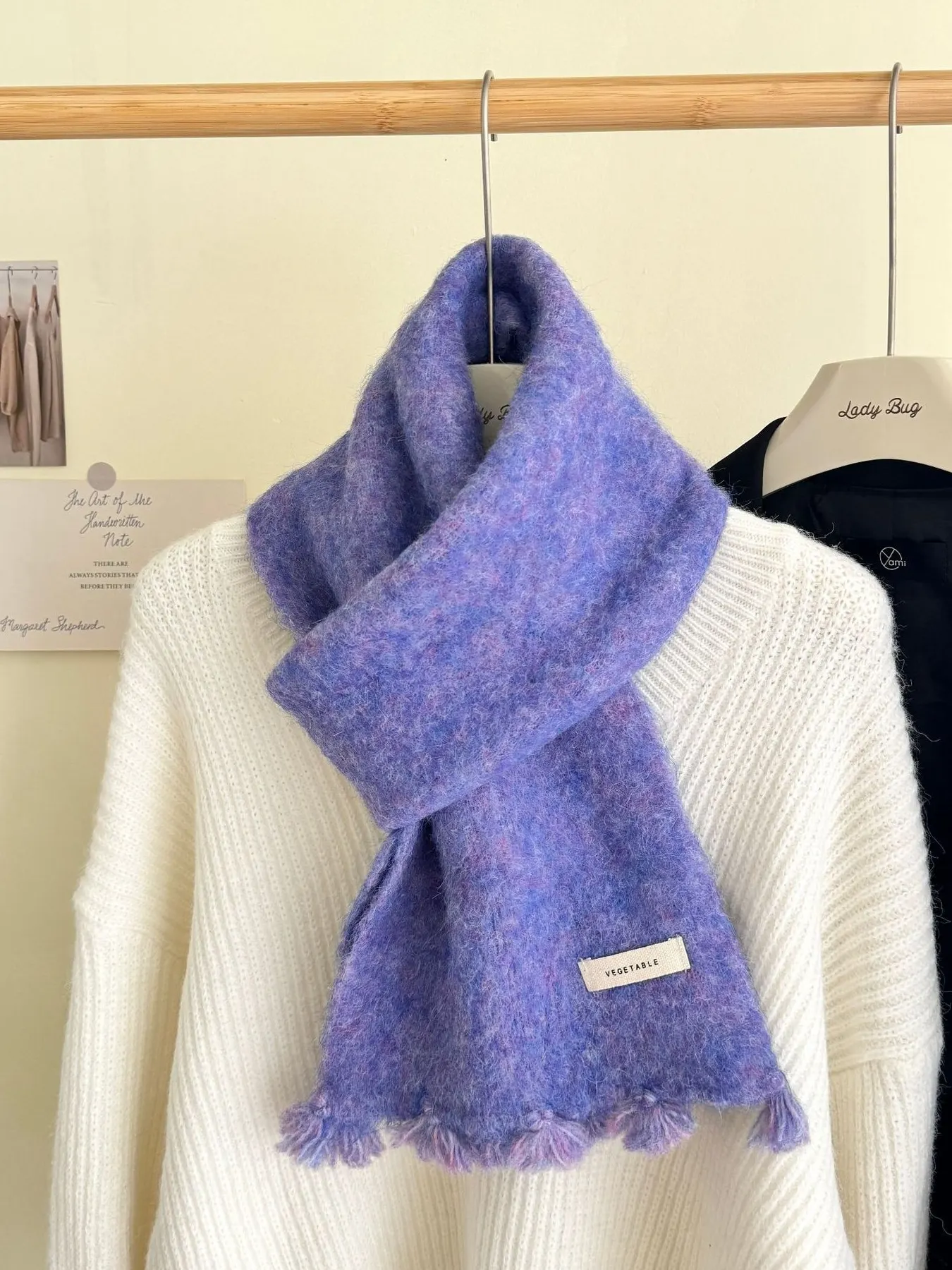 Tassel Knitted Scarf - Lavender