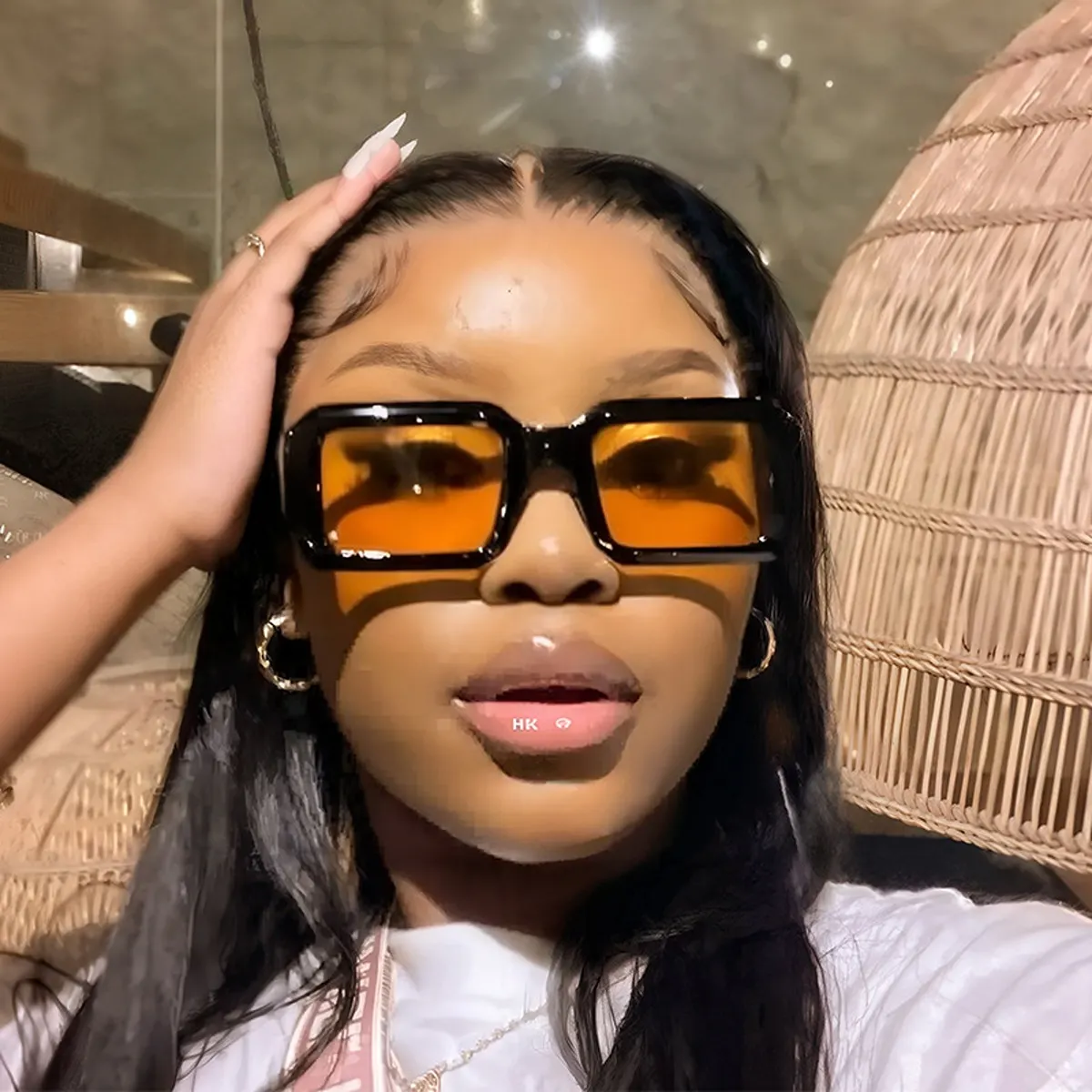 Vintage Rectangular Sunglasses with Tinted Lenses - Black