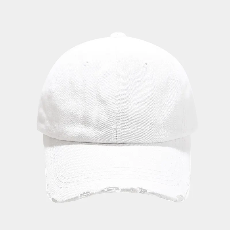 Vintage Distressed Washed Baseball Cap - White