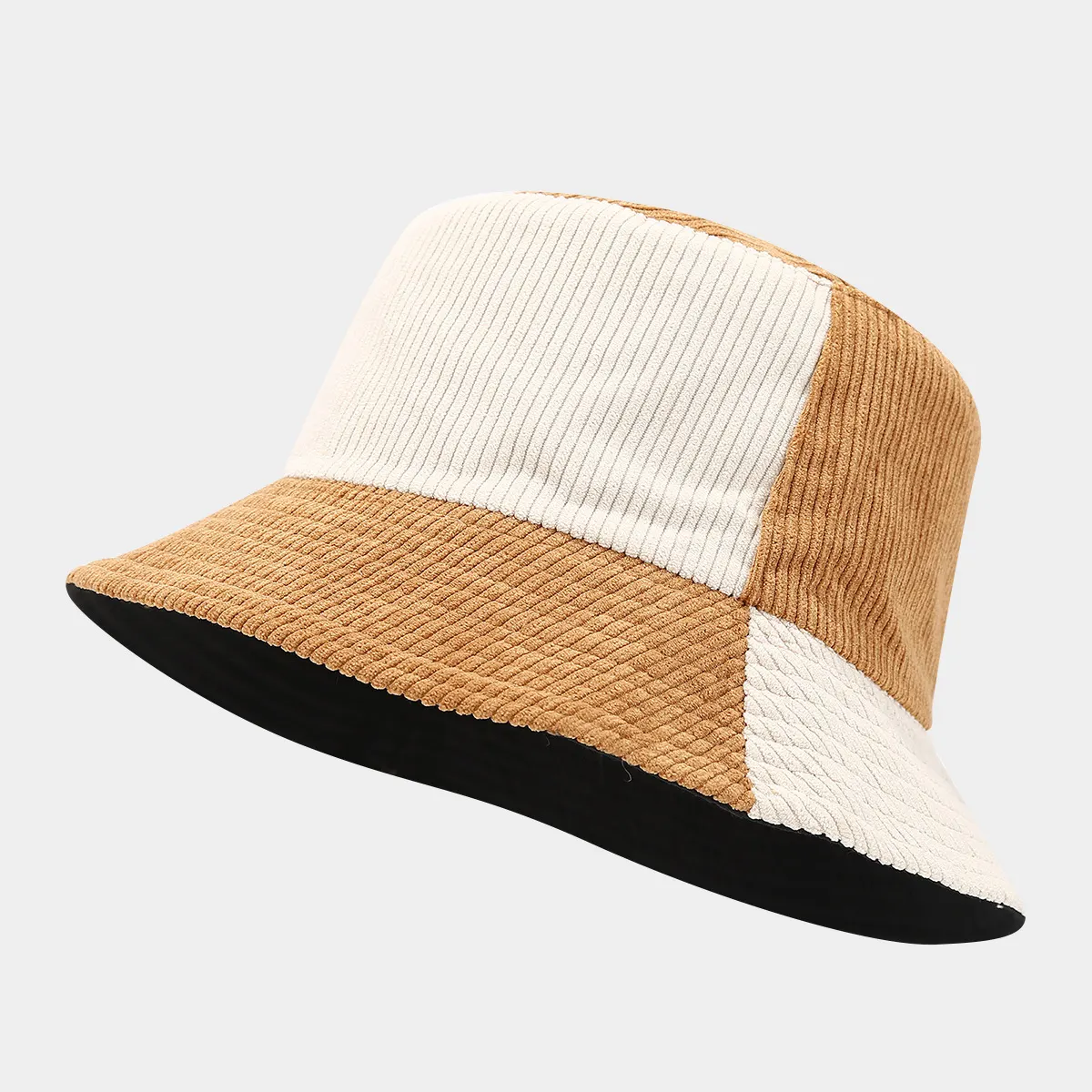 Color-Block Corduroy Bucket Hat - Ochre