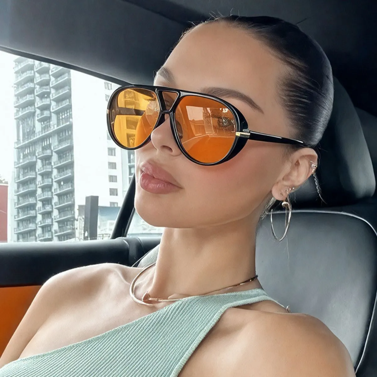 Tinted Lenses Oversized Sunglasses - Sherbet