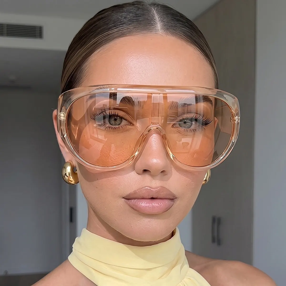 Oversized Tinted Lenses Sunglasses - Tan