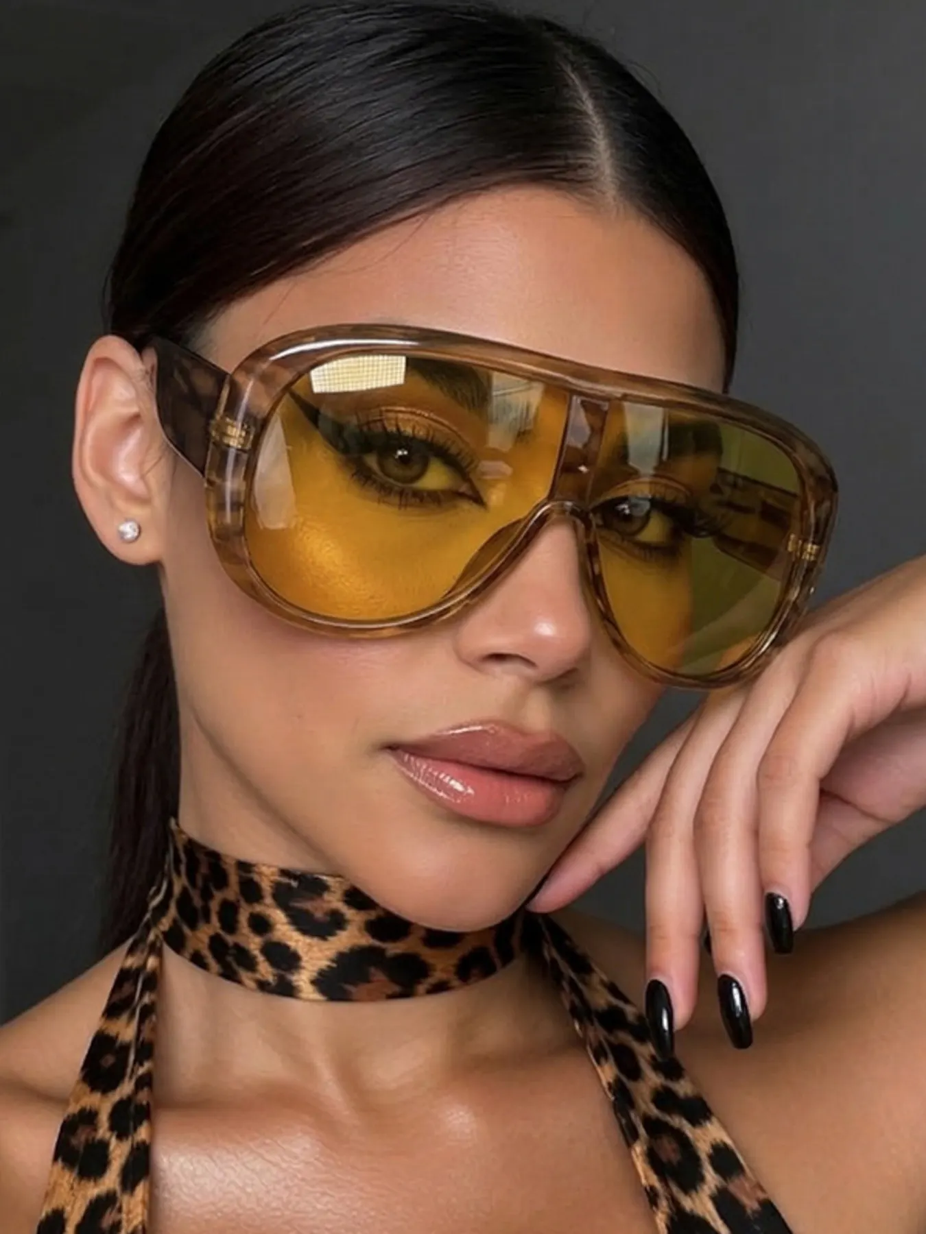 Oversized Sunglasses with Tinted Lenses - Style E