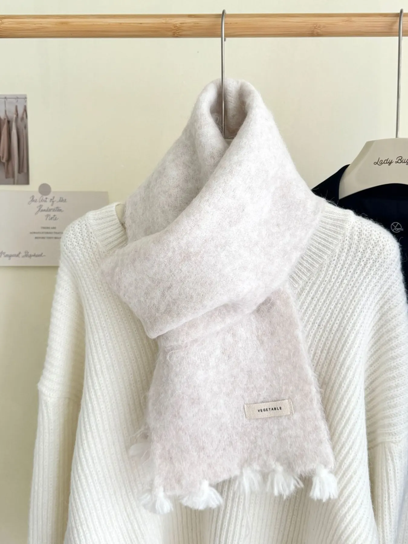 Tassel Knitted Scarf - White