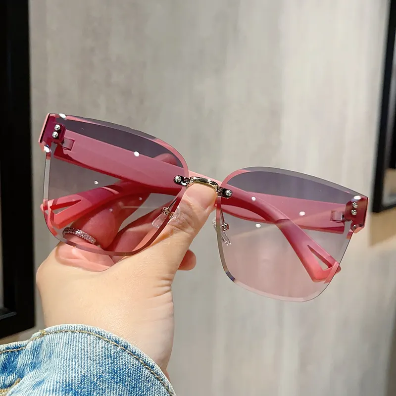Tinted Lenses Rimless Sunglasses - Blush Pink