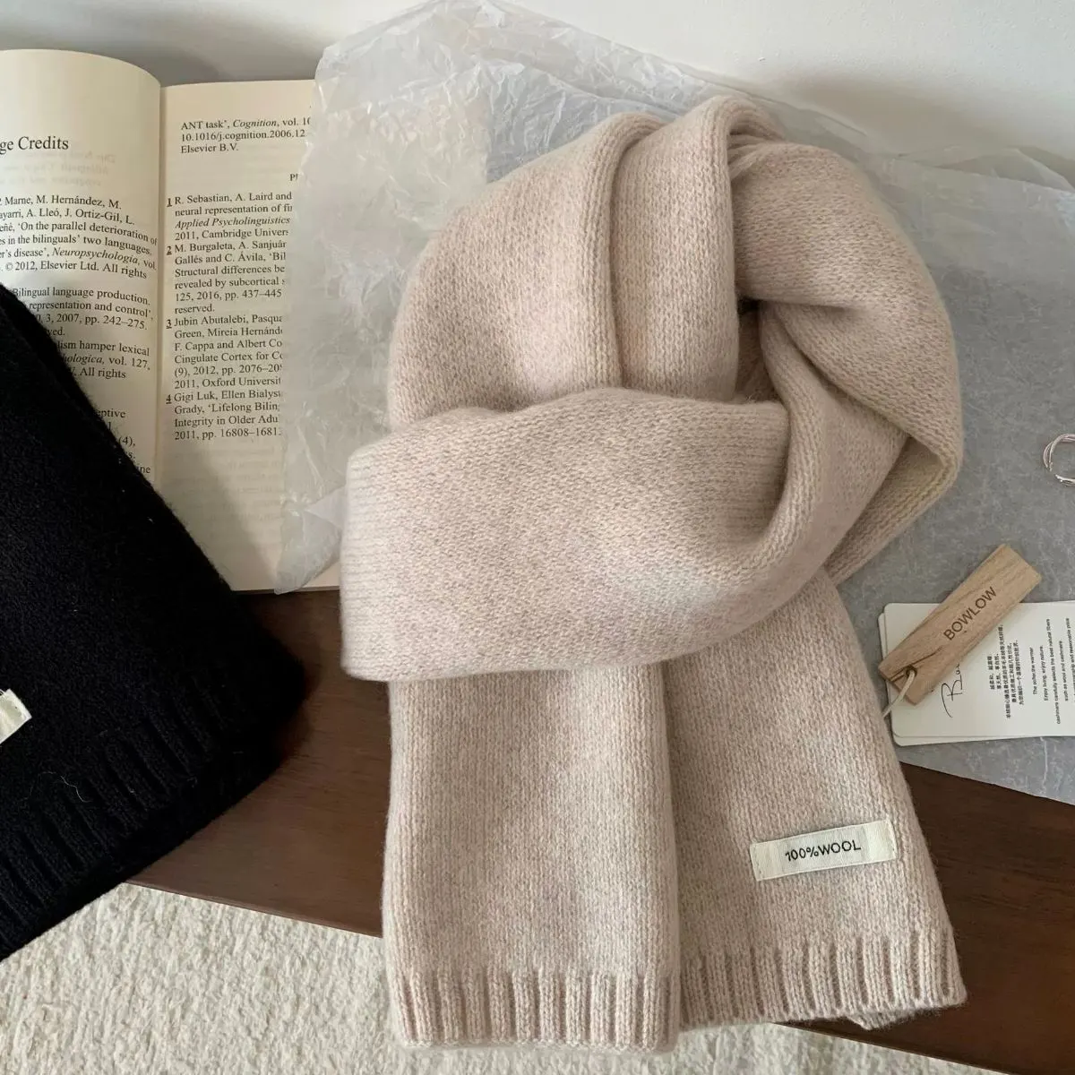 Warm Knitted Scarf - Beige