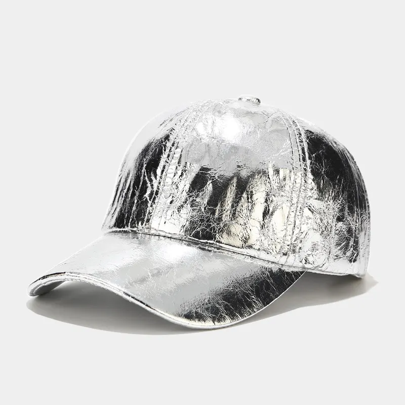PU Leather Baseball Cap - Silver