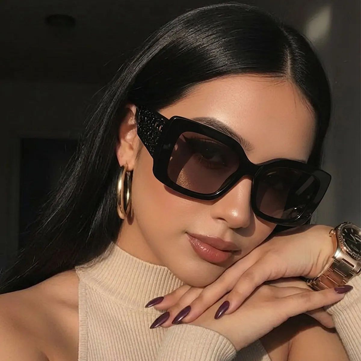 Oversized Square Sunglasses - Style A