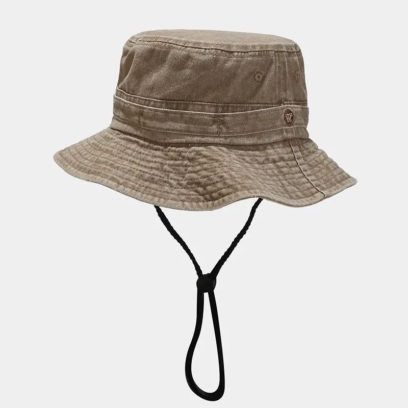 Wide Brim Bucket Hat - Khaki