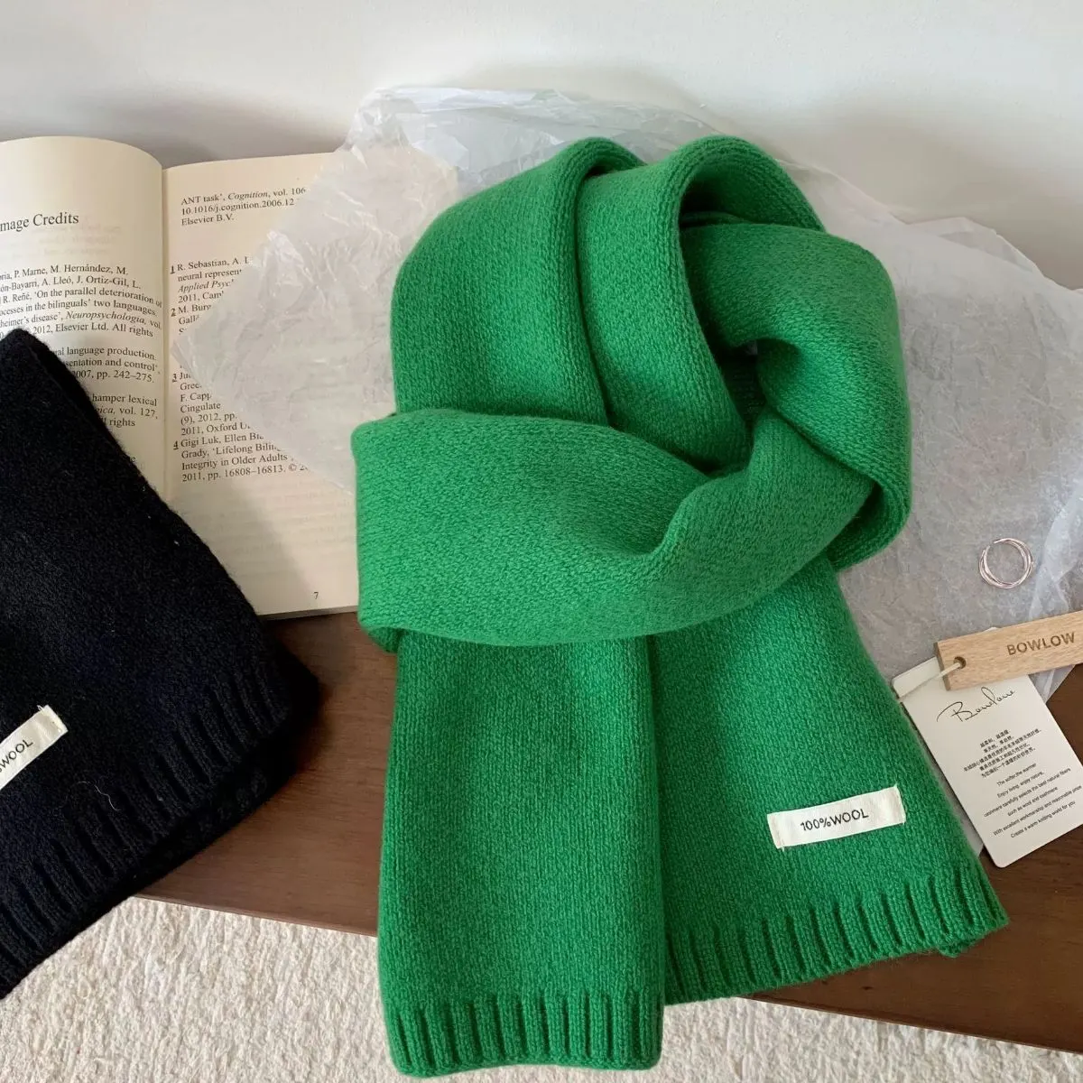 Warm Knitted Scarf - Light Green