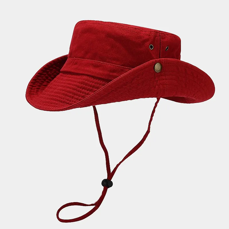 Wide-Brim Sun Protection Hat - Red