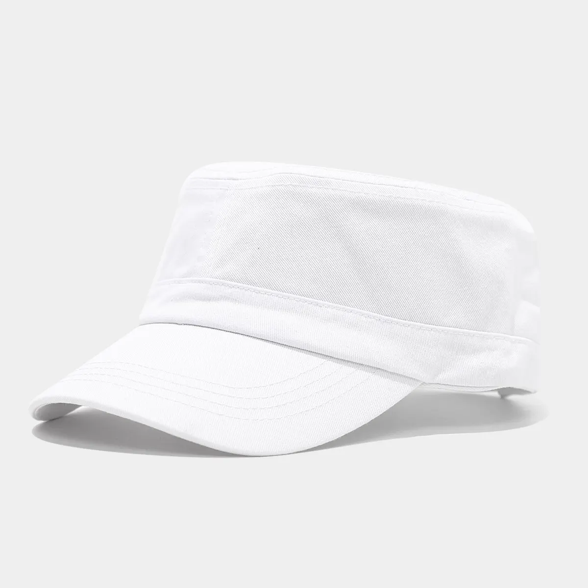 Solid Color Military Style Cadet Hat - White
