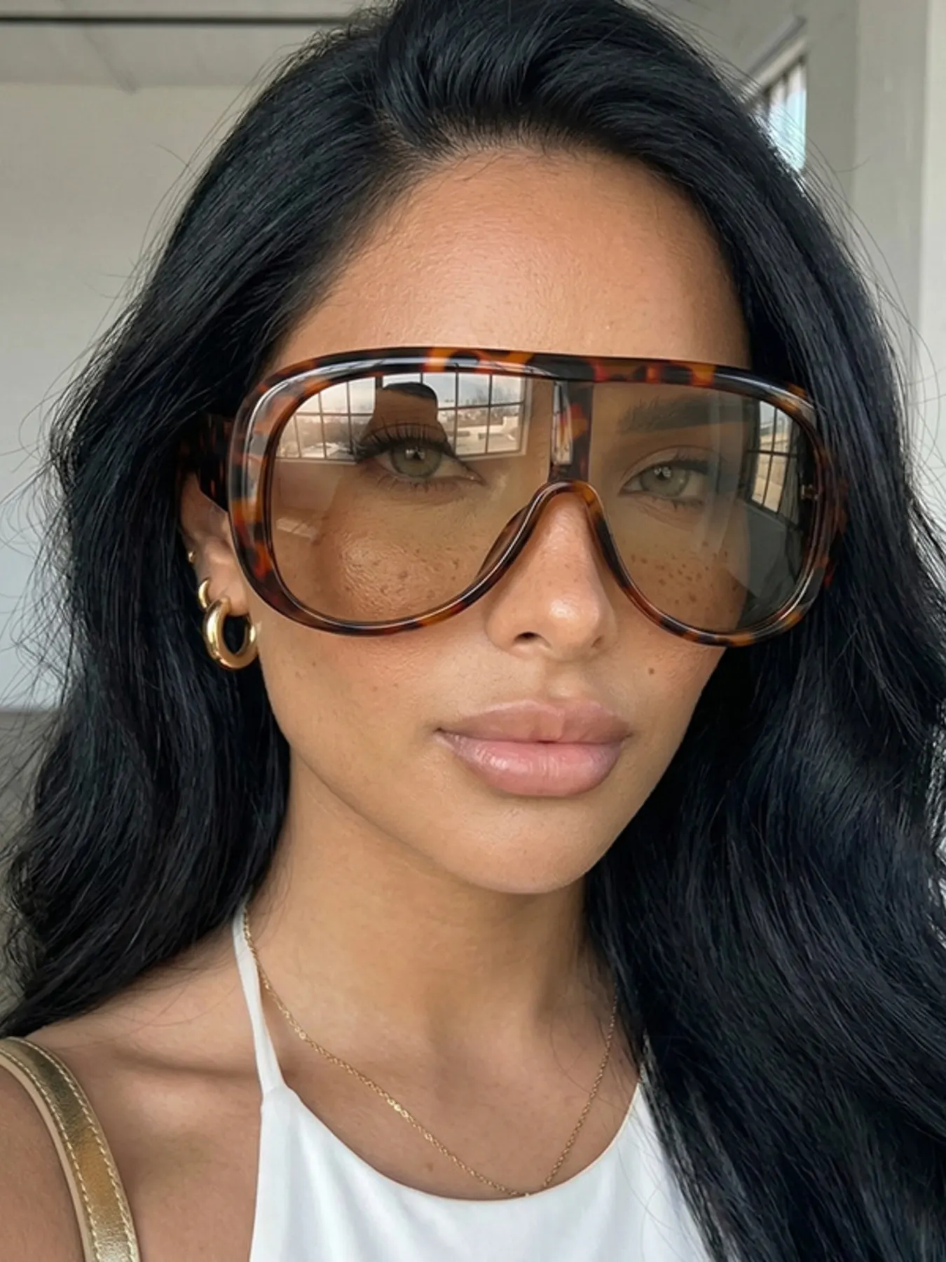 Oversized Sunglasses with Tinted Lenses - Style B