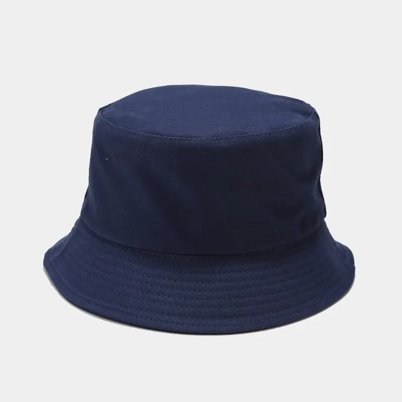Solid Color Cotton Bucket Hat - Navy Blue