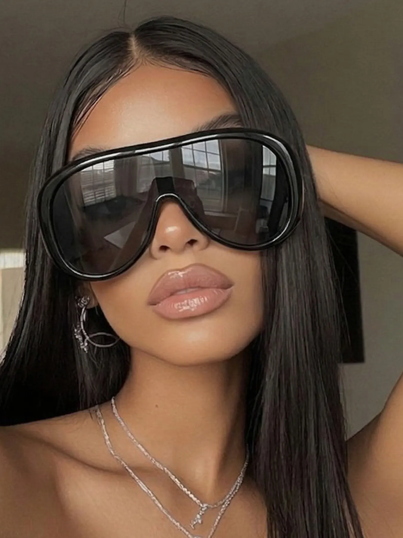 Oversized Sunglasses with Tinted Lenses - Style A