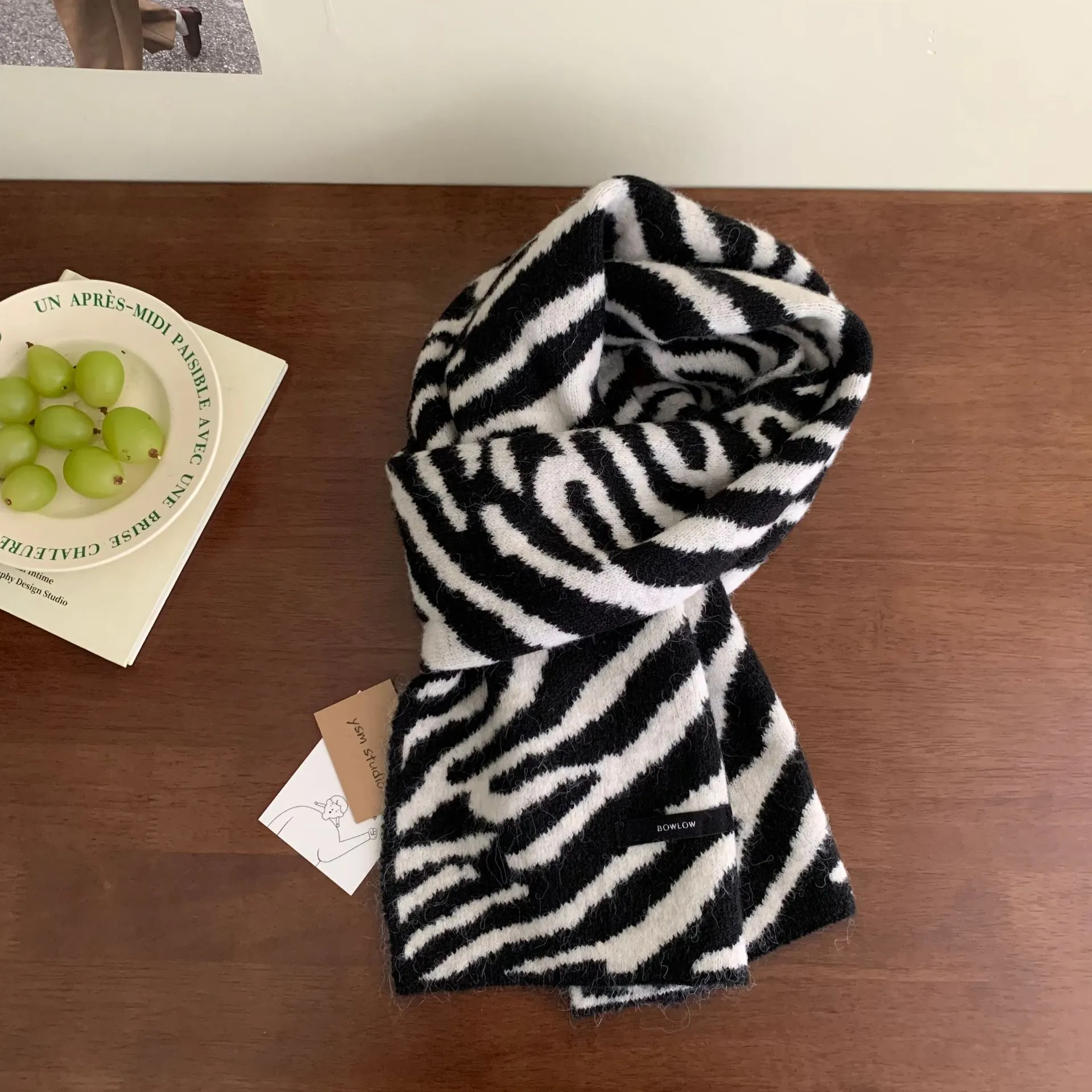 Animal Print Plush Winter Scarf - Style D