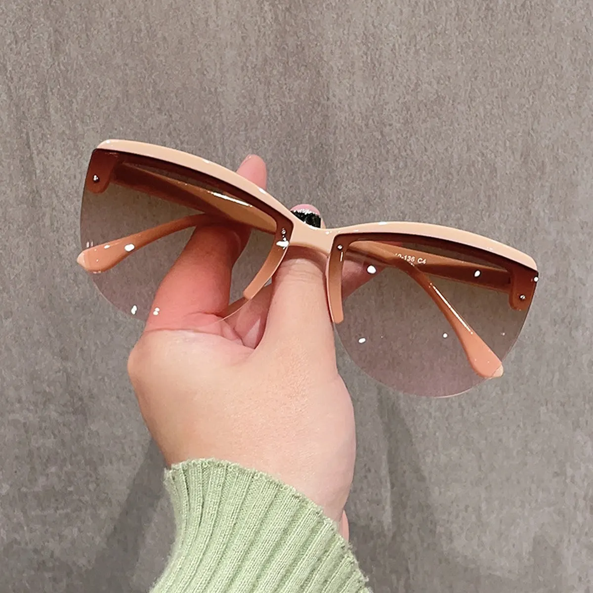 UV Protection Half-Rim Sunglasses - Style D