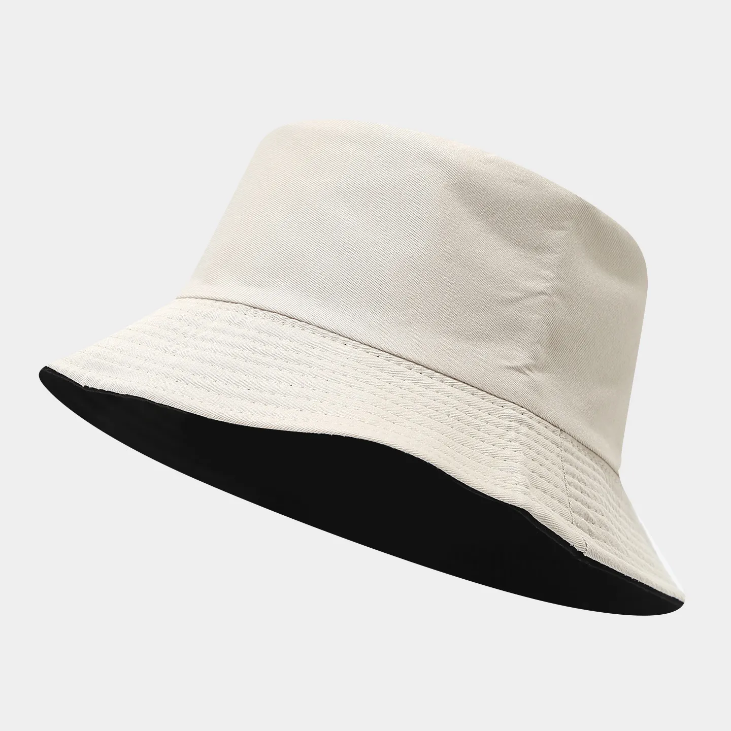 Wide Brim Bucket Hat - Beige