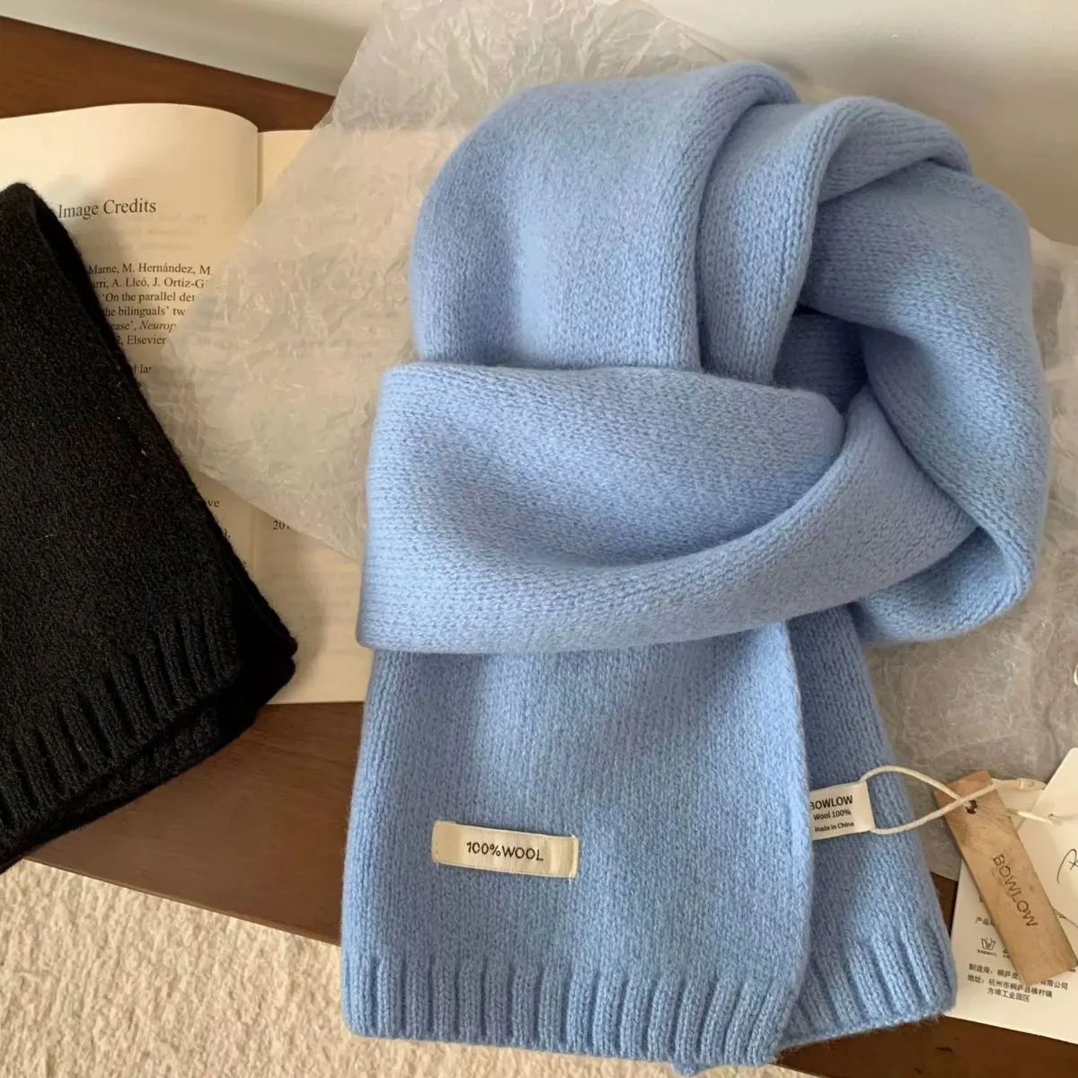 Warm Knitted Scarf - Light Gray