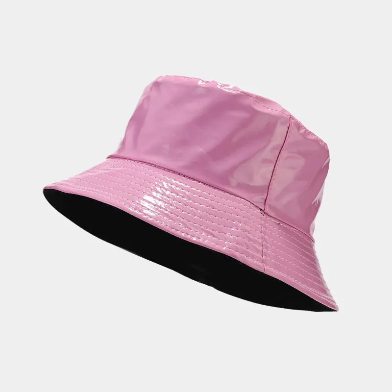 Wide Brim Bucket Hat - Leather Pink