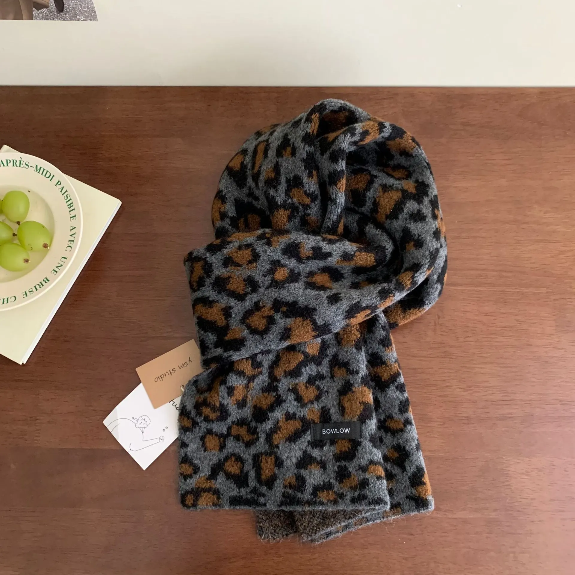 Animal Print Plush Winter Scarf - Style A